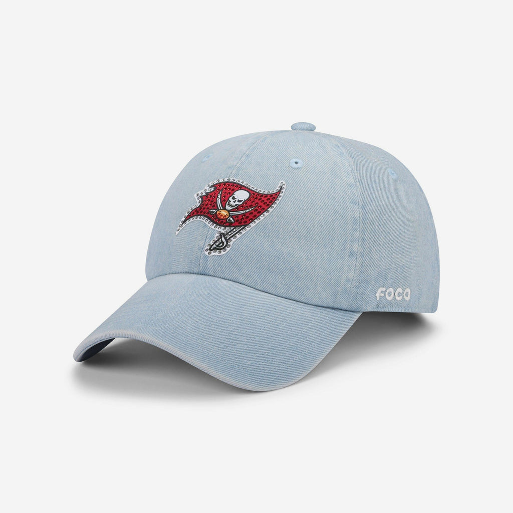 Tampa Bay Buccaneers Rhinestone Logo Denim Casual Cap FOCO - FOCO.com