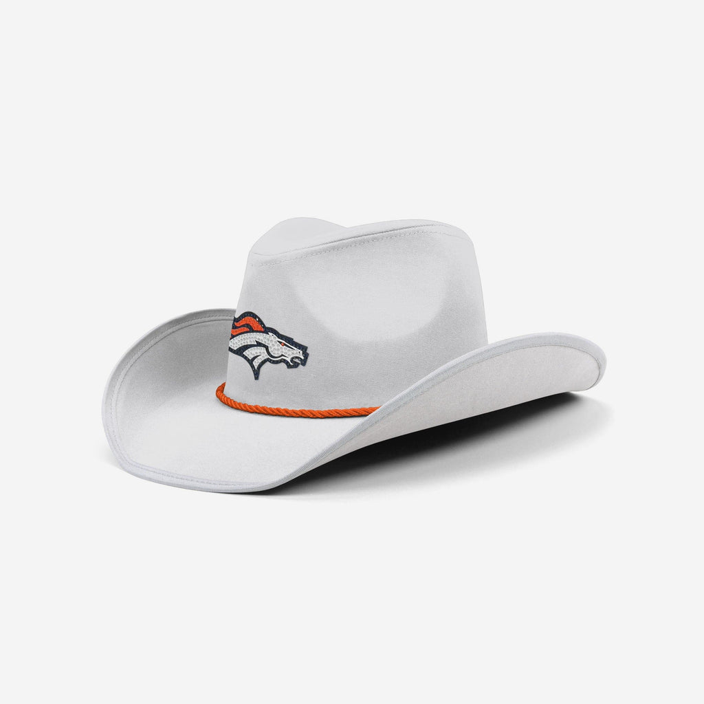 Denver Broncos White Rhinestone Logo Cowboy Hat FOCO - FOCO.com