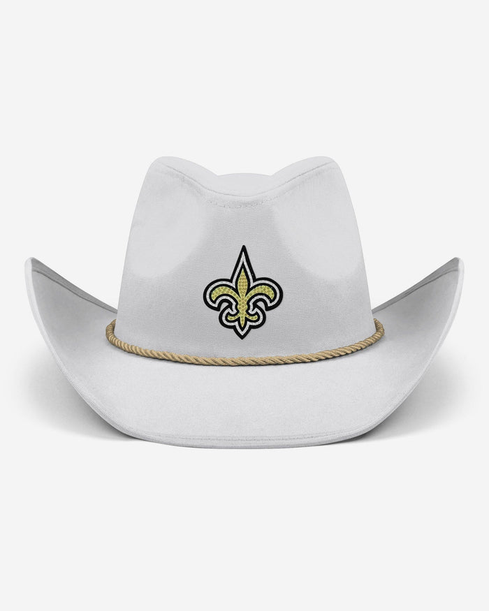 New Orleans Saints White Rhinestone Logo Cowboy Hat FOCO - FOCO.com