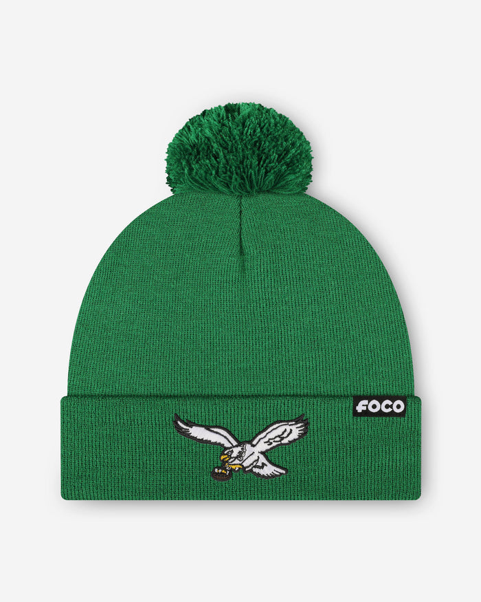 Philadelphia Eagles Basic Retro Logo Pom Beanie FOCO - FOCO.com