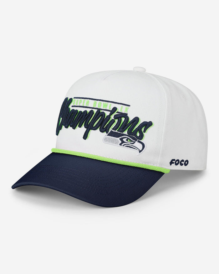 Seattle Seahawks Super Bowl LX Champions Monty Script Marquee RF Cap FOCO - FOCO.com