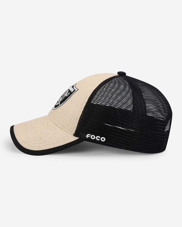 Las Vegas Raiders Straw Trucker Cap FOCO - FOCO.com