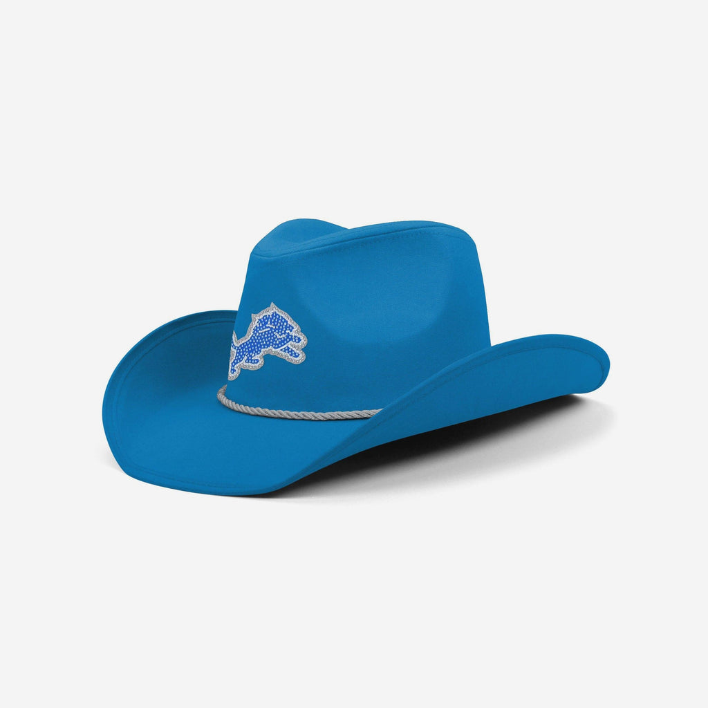Detroit Lions Team Color Rhinestone Logo Cowboy Hat FOCO - FOCO.com
