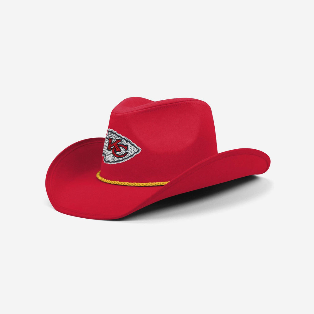 Kansas City Chiefs Team Color Rhinestone Logo Cowboy Hat FOCO - FOCO.com