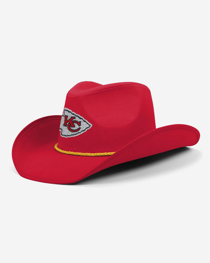 Kansas City Chiefs Team Color Rhinestone Logo Cowboy Hat FOCO - FOCO.com