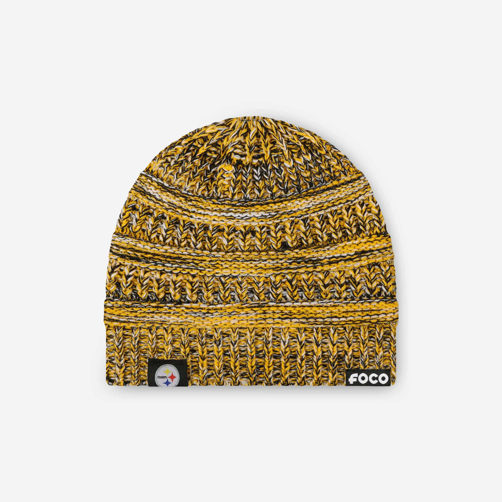 Pittsburgh Steelers Womens Color Wave Ponytail Beanie FOCO - FOCO.com