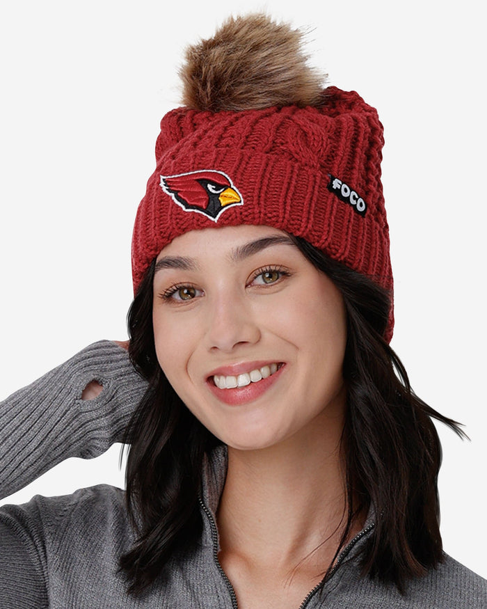 Arizona Cardinals Womens Faux Fur Pom Beanie FOCO - FOCO.com