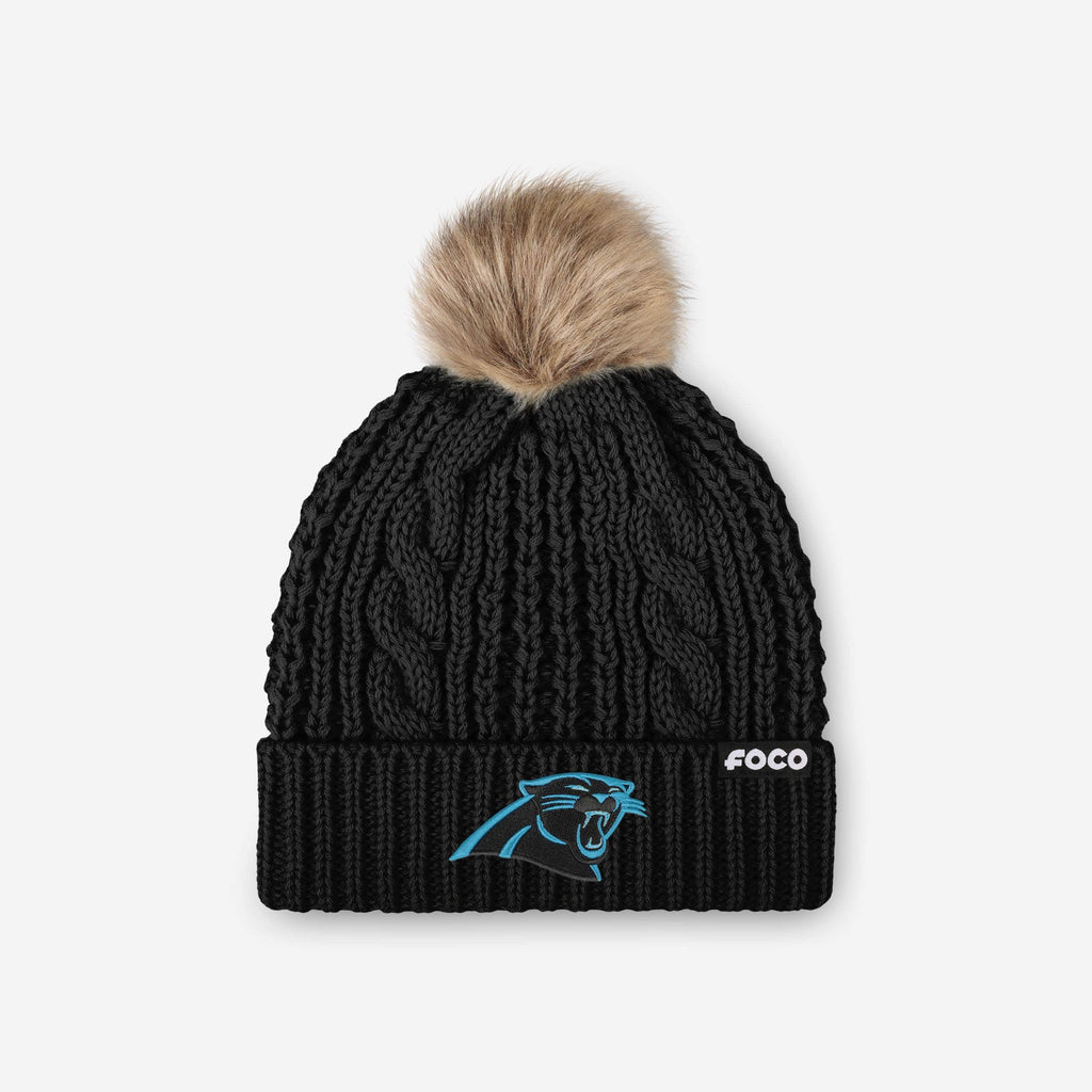 Carolina Panthers Womens Faux Fur Pom Beanie FOCO - FOCO.com