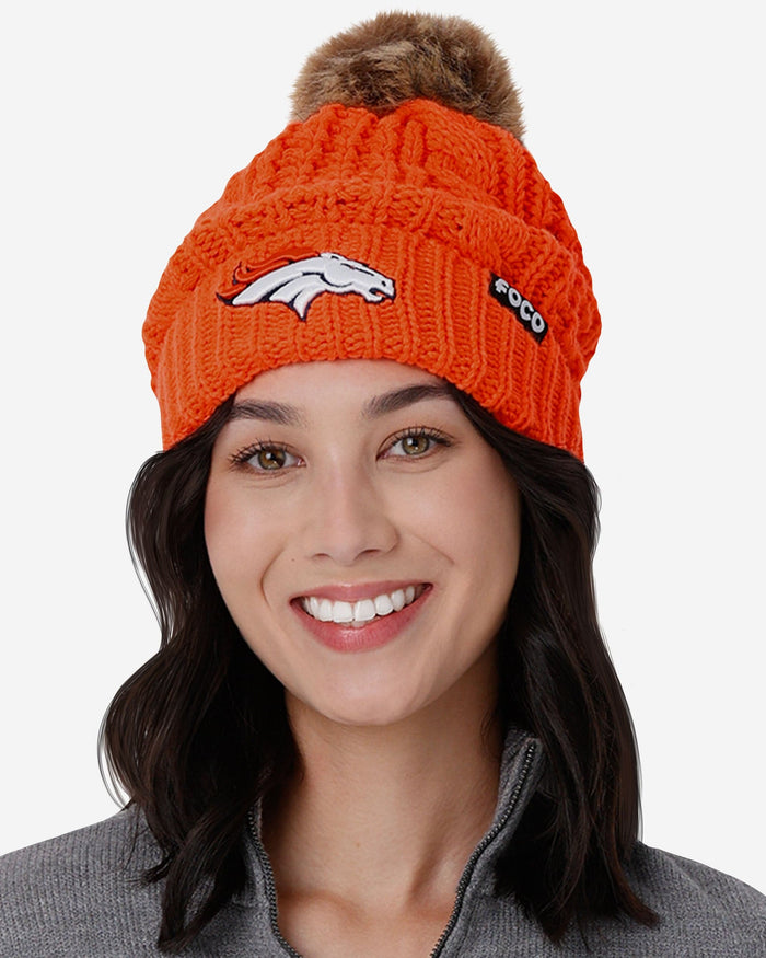 Denver Broncos Womens Faux Fur Pom Beanie FOCO - FOCO.com