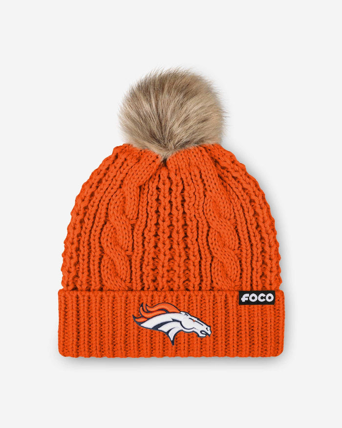 Denver Broncos Womens Faux Fur Pom Beanie FOCO - FOCO.com