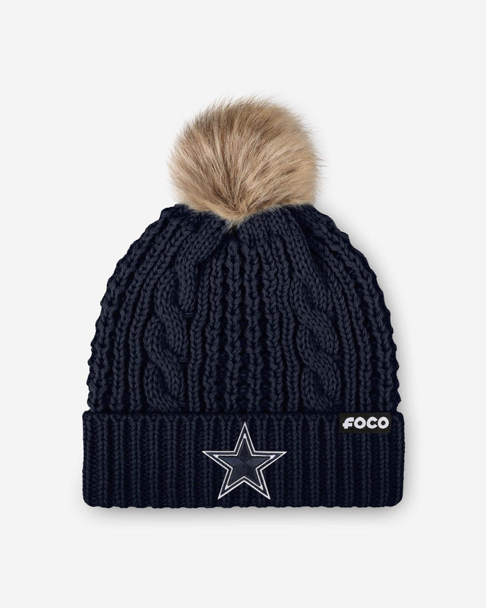 Dallas Cowboys Womens Faux Fur Pom Beanie FOCO - FOCO.com