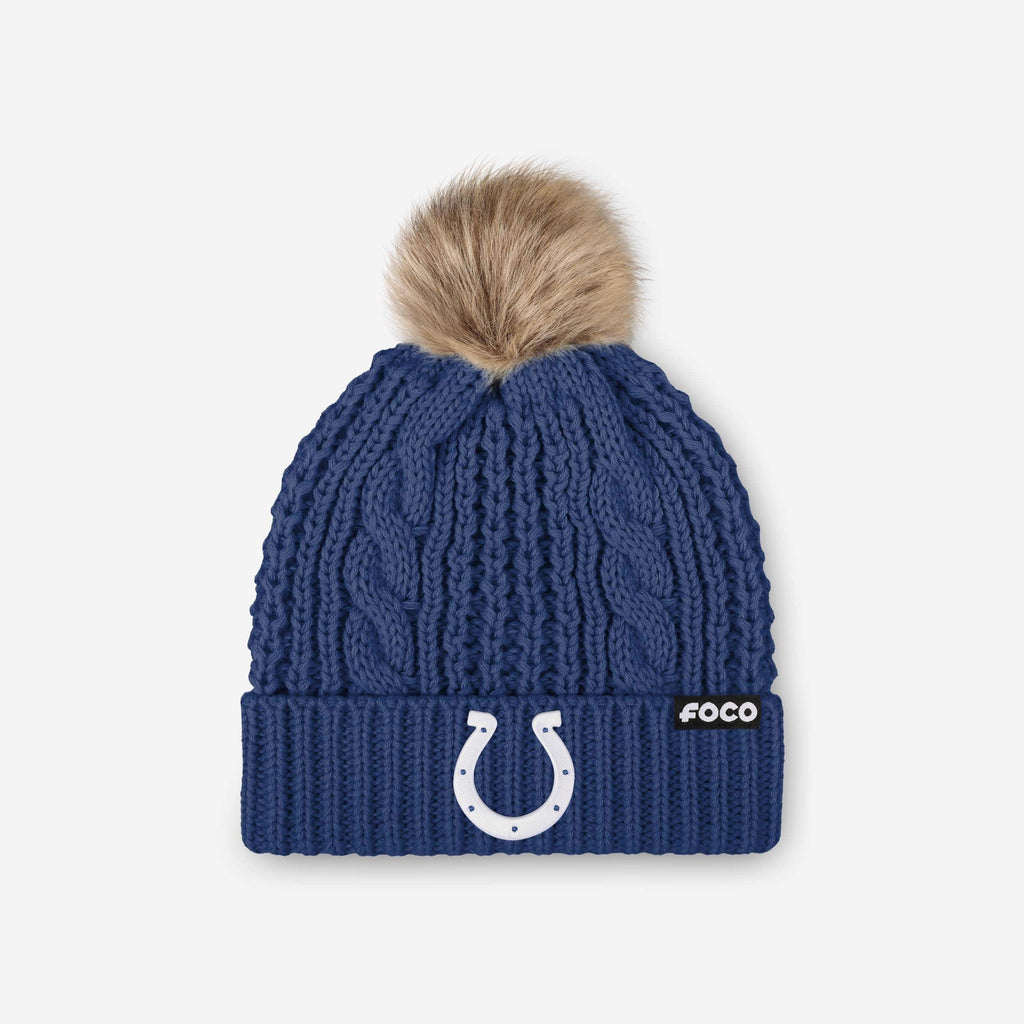 Indianapolis Colts Womens Faux Fur Pom Beanie FOCO - FOCO.com