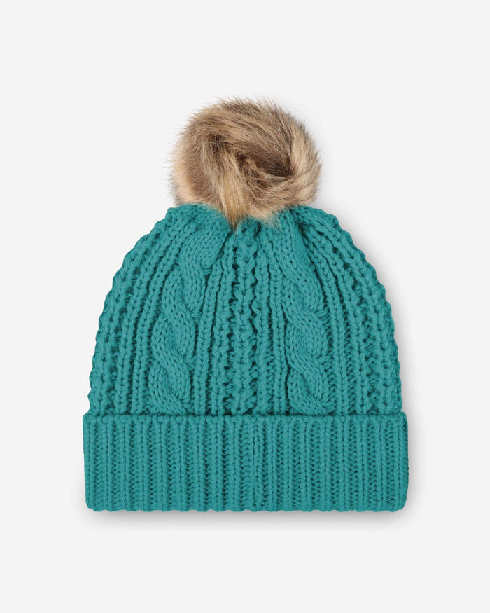 Miami Dolphins Womens Faux Fur Pom Beanie FOCO - FOCO.com