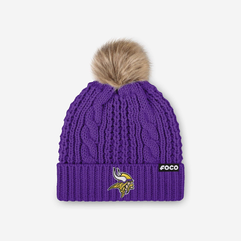 Minnesota Vikings Womens Faux Fur Pom Beanie FOCO - FOCO.com