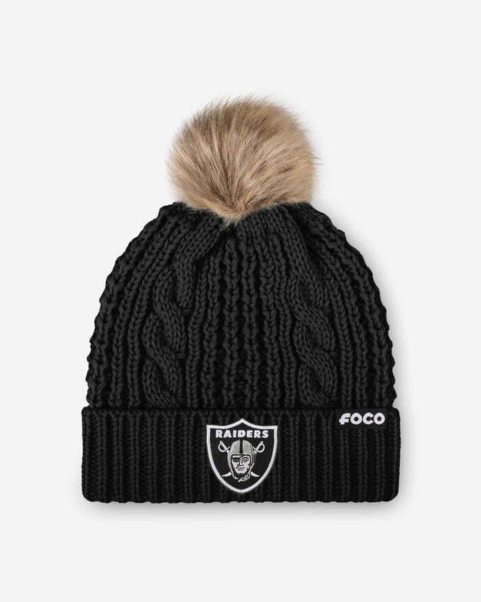 Las Vegas Raiders Womens Faux Fur Pom Beanie FOCO - FOCO.com