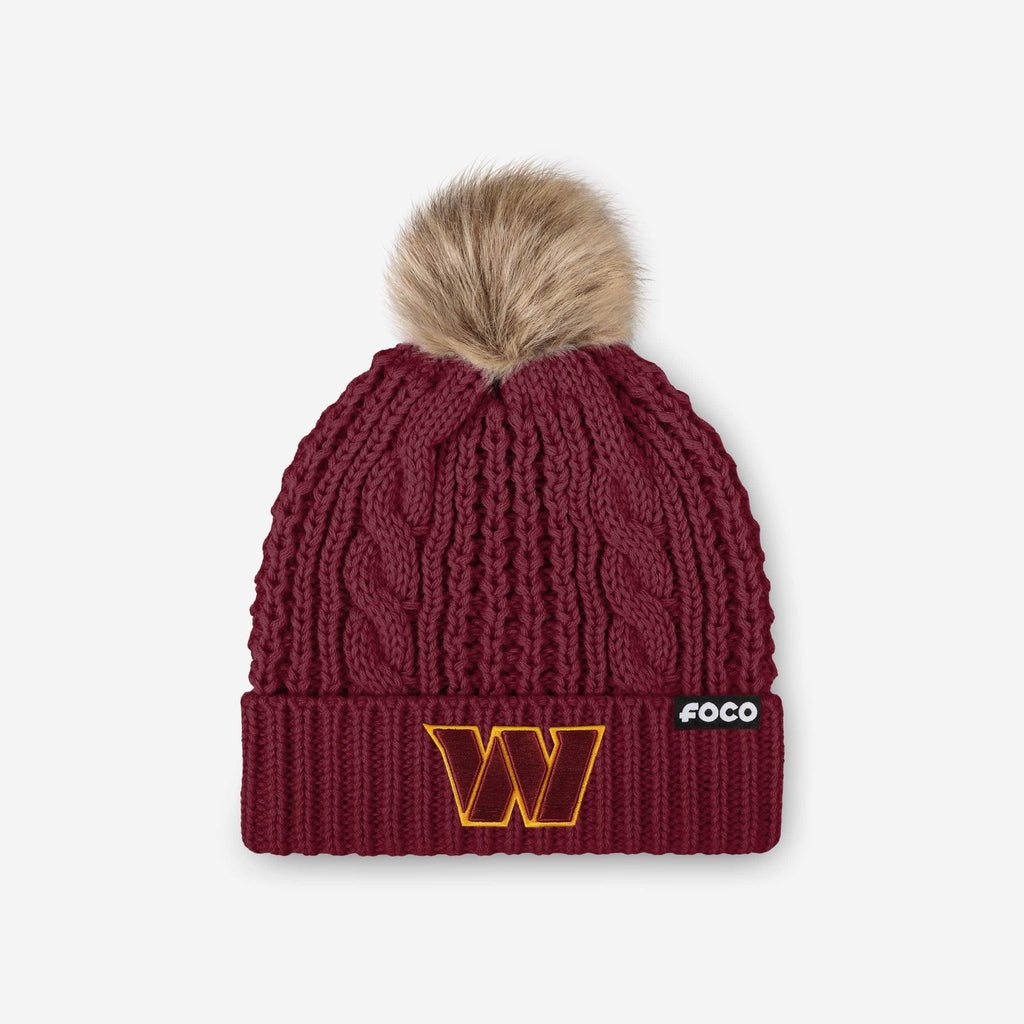 Washington Commanders Womens Faux Fur Pom Beanie FOCO - FOCO.com