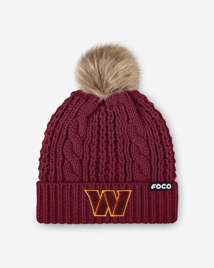 Washington Commanders Womens Faux Fur Pom Beanie FOCO - FOCO.com