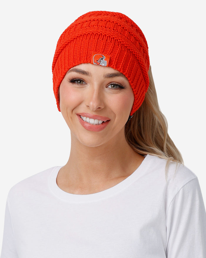 Cleveland Browns Womens Solid Ponytail Beanie