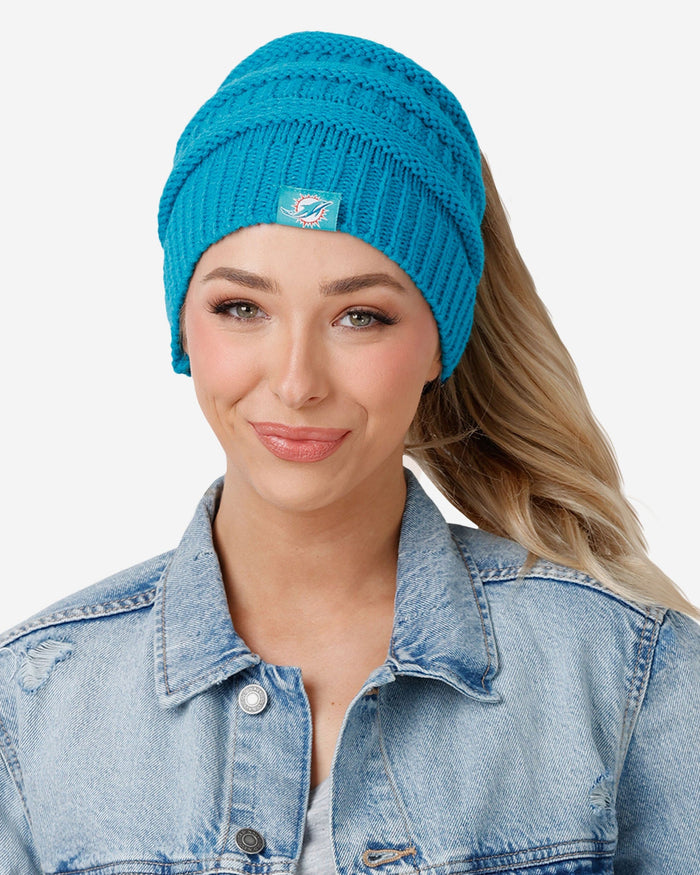 Miami Dolphins Womens Solid Ponytail Beanie FOCO - FOCO.com