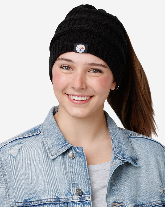 Pittsburgh Steelers Womens Solid Ponytail Beanie FOCO - FOCO.com