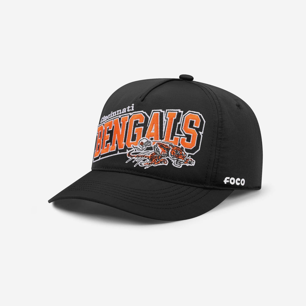 Cincinnati Bengals Retro Wavy Wordmark Poly Marquee RF Cap FOCO - FOCO.com