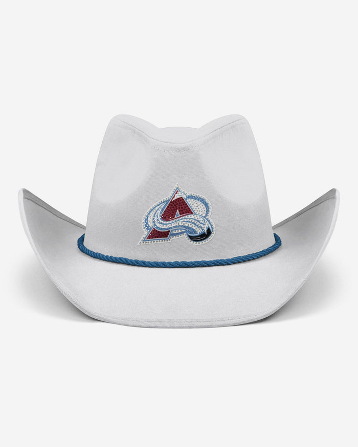 Colorado Avalanche White Rhinestone Logo Cowboy Hat FOCO - FOCO.com