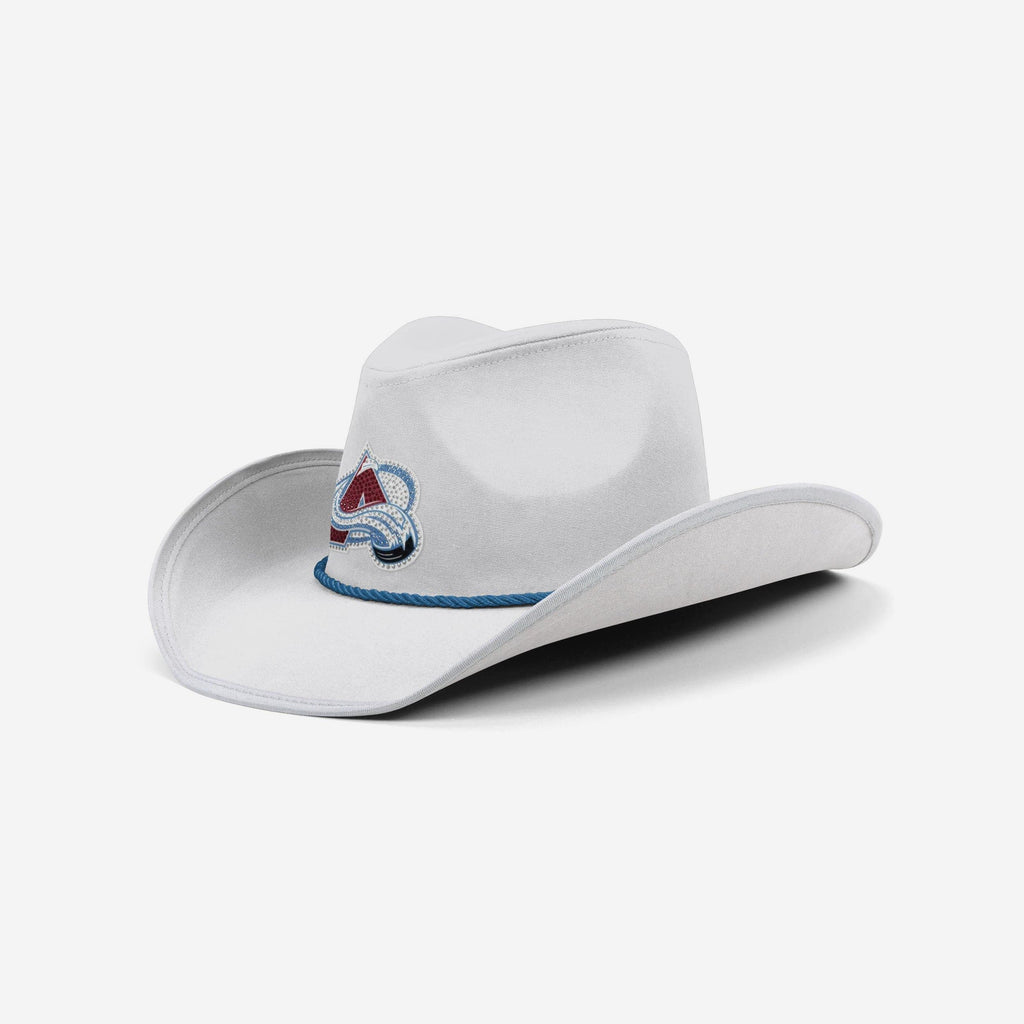 Colorado Avalanche White Rhinestone Logo Cowboy Hat FOCO - FOCO.com