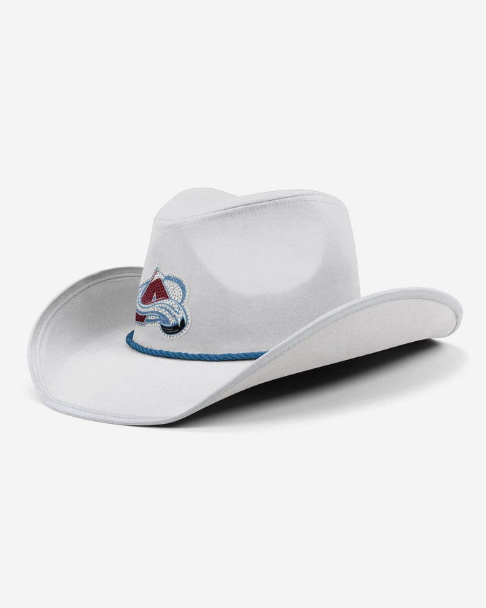 Colorado Avalanche White Rhinestone Logo Cowboy Hat FOCO - FOCO.com