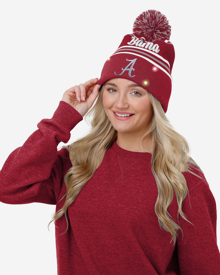 Alabama Crimson Tide Womens Wordmark Script Light Up Beanie FOCO - FOCO.com