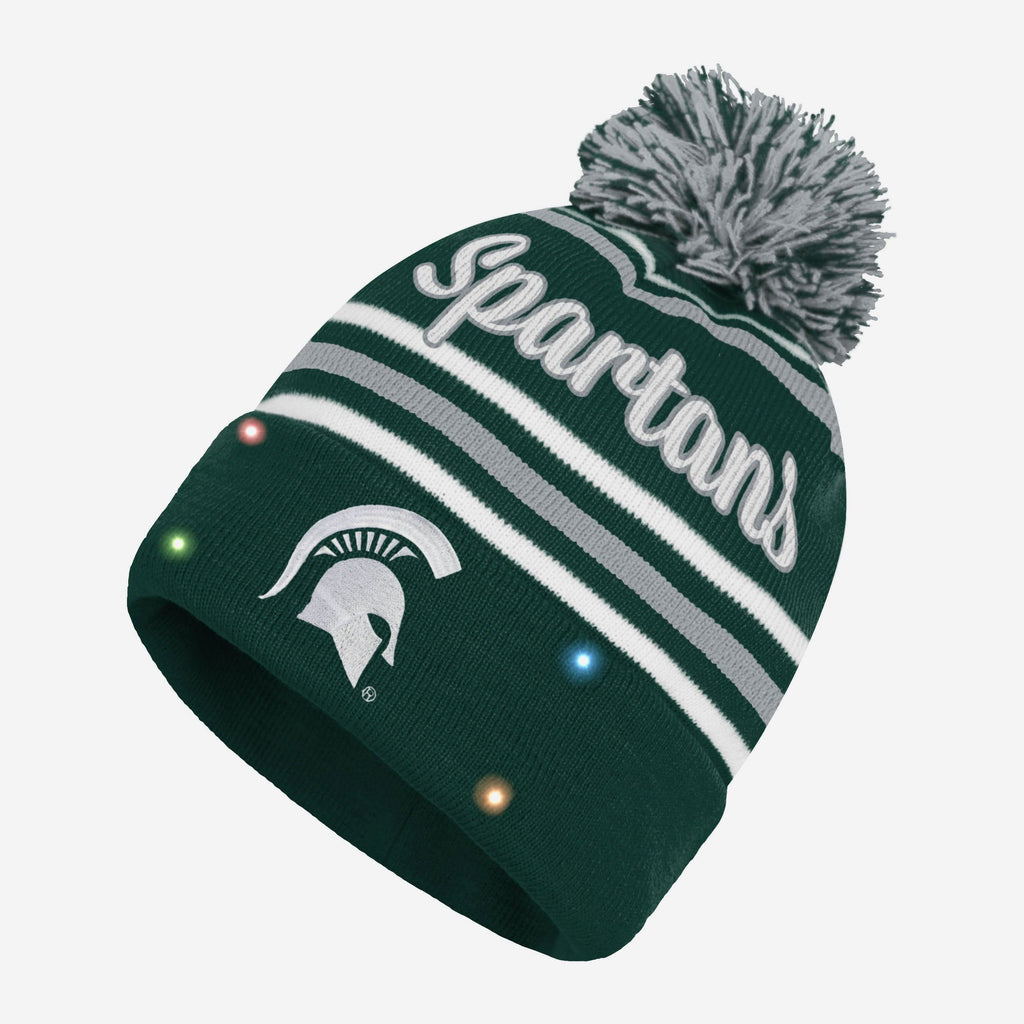 Michigan State Spartans Womens Wordmark Script Light Up Beanie FOCO - FOCO.com