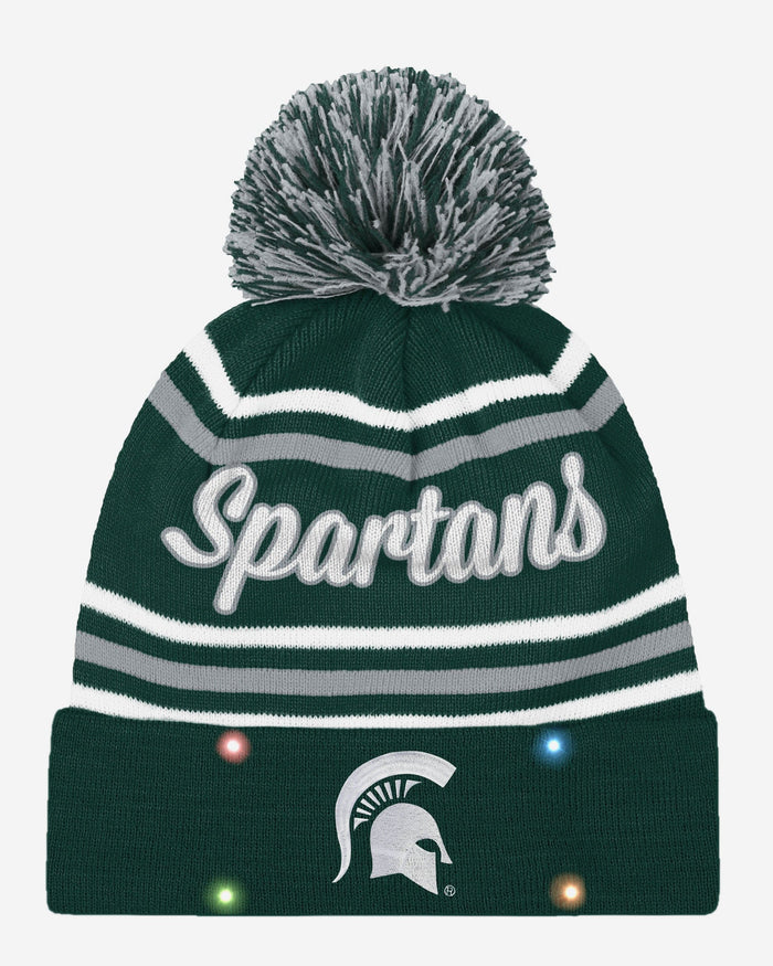 Michigan State Spartans Womens Wordmark Script Light Up Beanie FOCO - FOCO.com