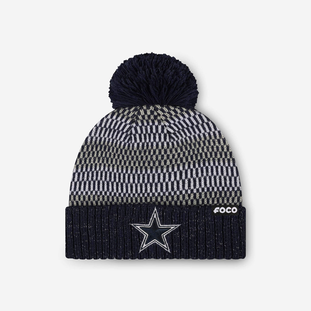 Dallas Cowboys Womens Cozy Knit Metallic Thread Pom Beanie FOCO - FOCO.com