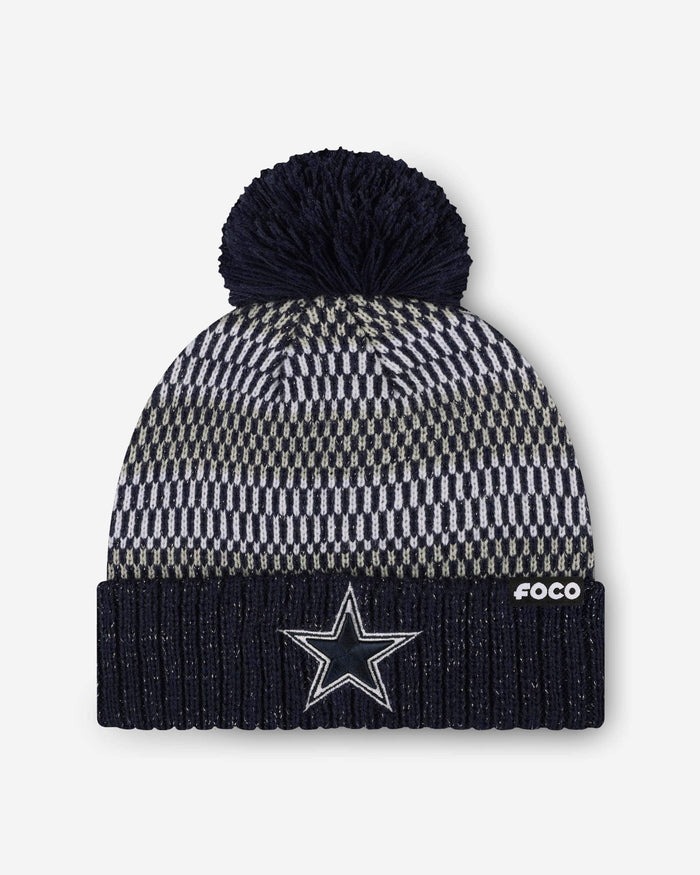 Dallas Cowboys Womens Cozy Knit Metallic Thread Pom Beanie FOCO - FOCO.com