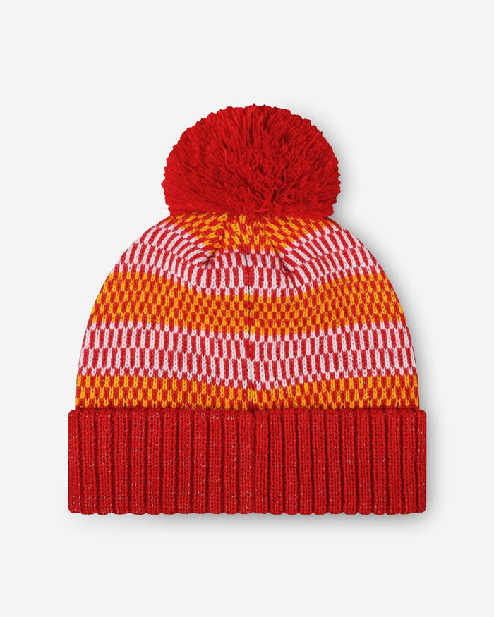 Kansas City Chiefs Womens Cozy Knit Metallic Thread Pom Beanie FOCO - FOCO.com