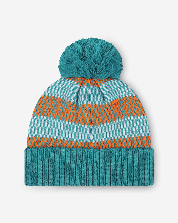 Miami Dolphins Womens Cozy Knit Metallic Thread Pom Beanie FOCO - FOCO.com