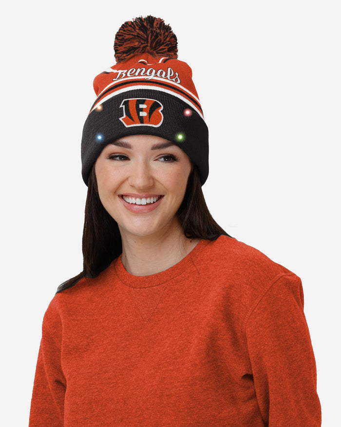 Cincinnati Bengals Womens Wordmark Script Light Up Beanie FOCO - FOCO.com