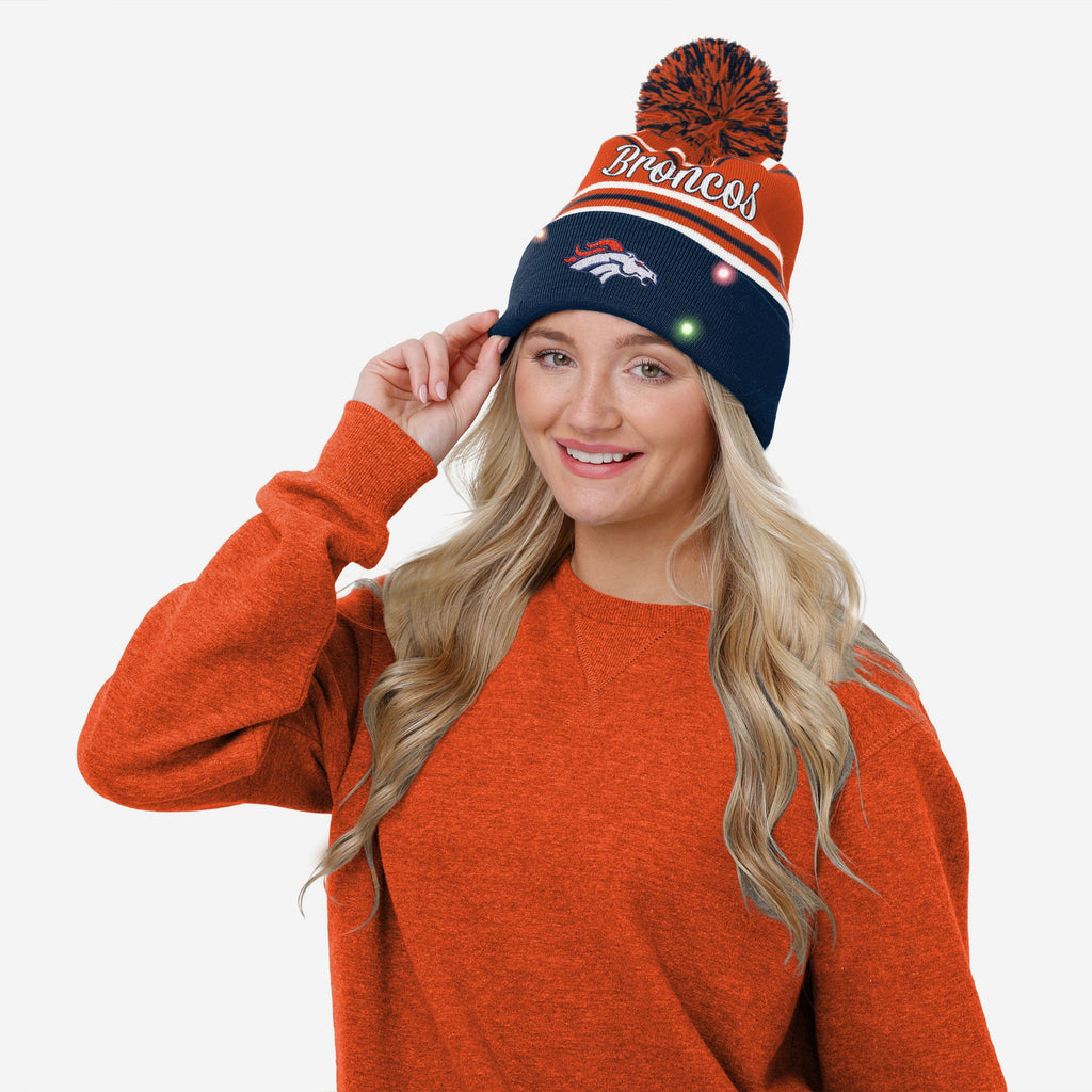 Denver Broncos Womens Wordmark Script Light Up Beanie FOCO