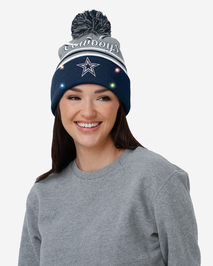 Dallas Cowboys Womens Wordmark Script Light Up Beanie FOCO - FOCO.com