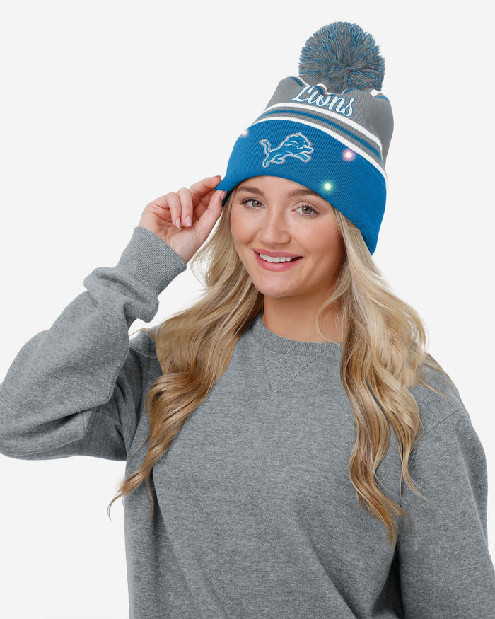 Detroit Lions Womens Wordmark Script Light Up Beanie FOCO - FOCO.com