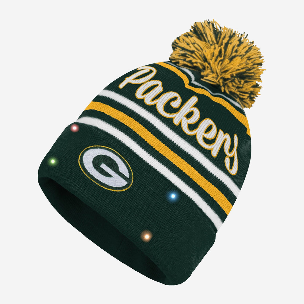 Green Bay Packers Womens Wordmark Script Light Up Beanie FOCO - FOCO.com