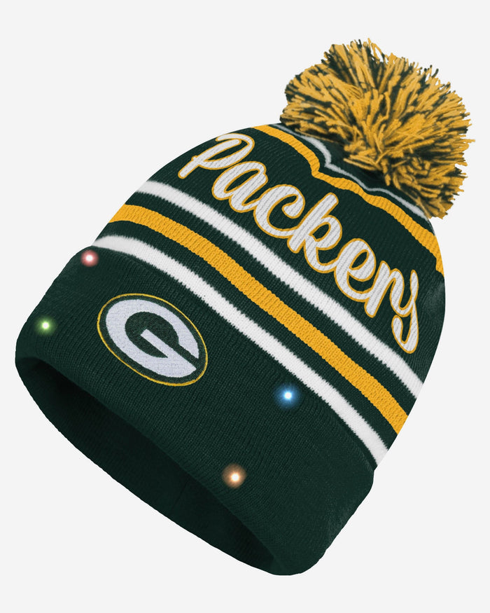 Green Bay Packers Womens Wordmark Script Light Up Beanie FOCO - FOCO.com