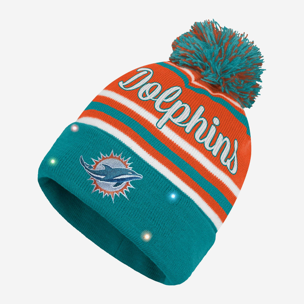 Miami Dolphins Womens Wordmark Script Light Up Beanie FOCO - FOCO.com