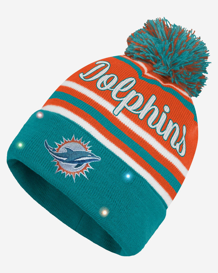 Miami Dolphins Womens Wordmark Script Light Up Beanie FOCO - FOCO.com