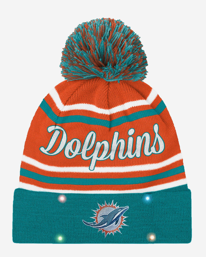 Miami Dolphins Womens Wordmark Script Light Up Beanie FOCO - FOCO.com