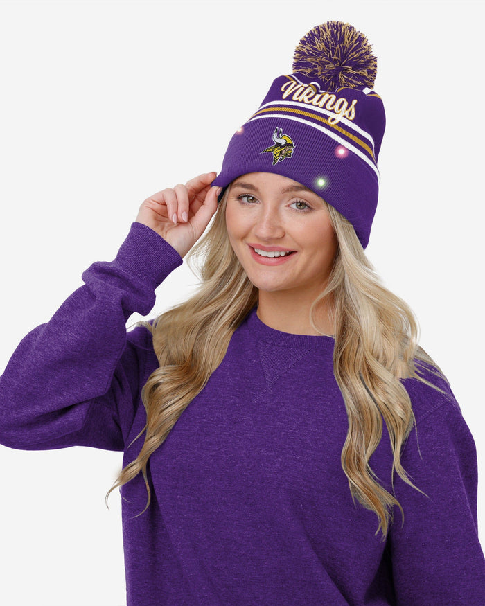 Minnesota Vikings Womens Wordmark Script Light Up Beanie FOCO - FOCO.com