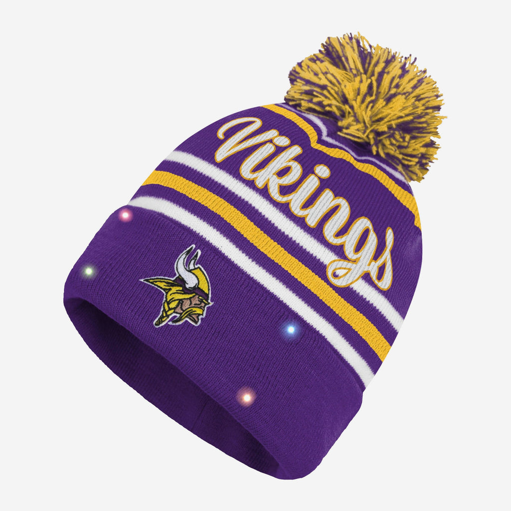 Minnesota Vikings Womens Wordmark Script Light Up Beanie FOCO - FOCO.com