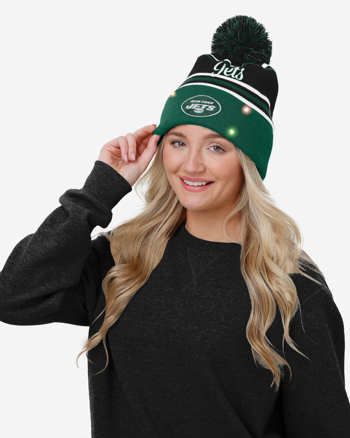 New York Jets Womens Wordmark Script Light Up Beanie FOCO - FOCO.com