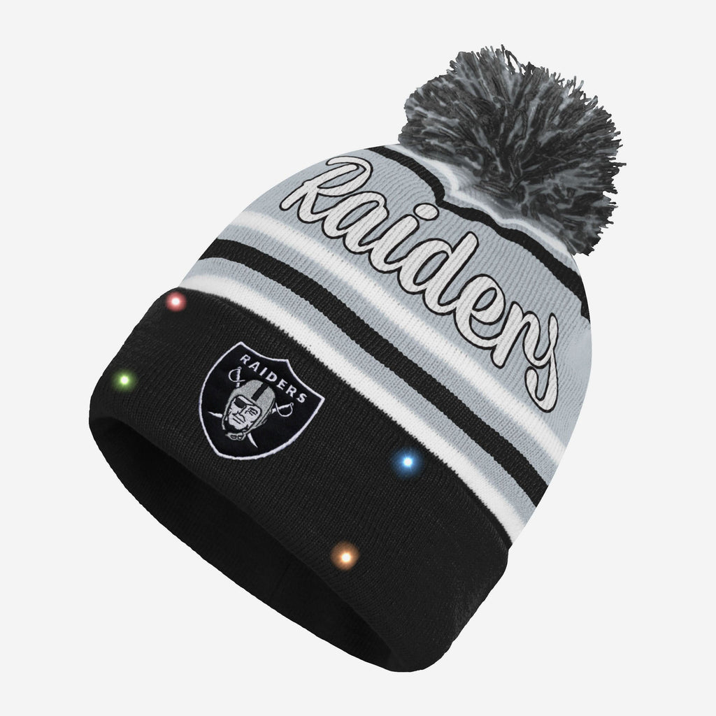 Las Vegas Raiders Womens Wordmark Script Light Up Beanie FOCO - FOCO.com