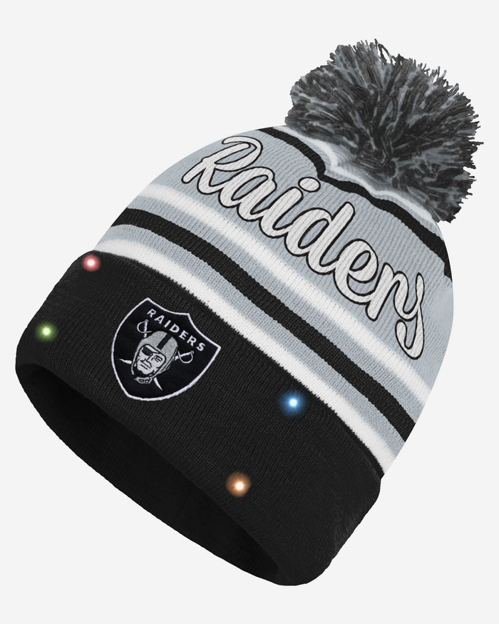 Las Vegas Raiders Womens Wordmark Script Light Up Beanie FOCO - FOCO.com