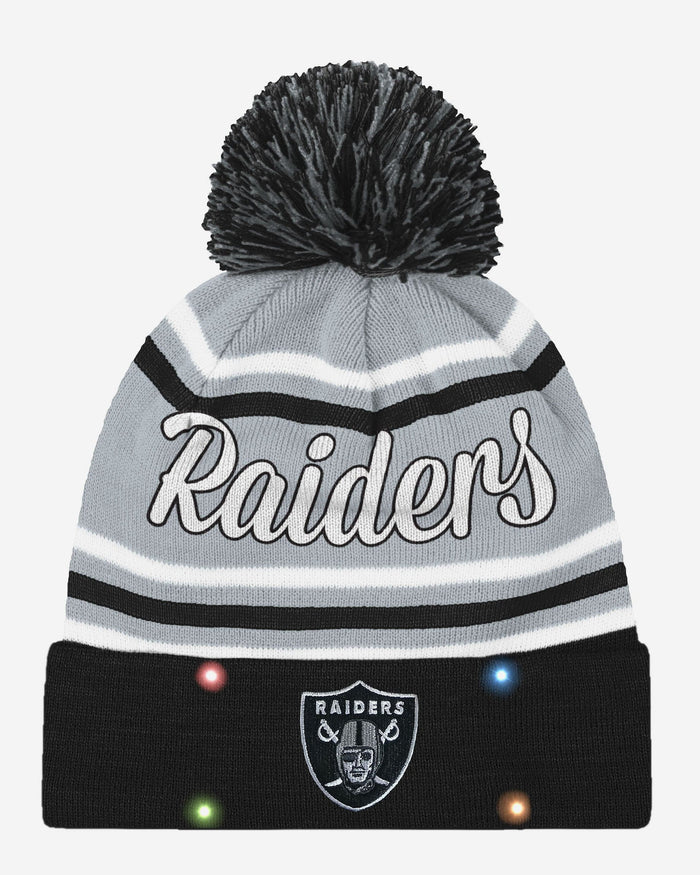 Las Vegas Raiders Womens Wordmark Script Light Up Beanie FOCO - FOCO.com